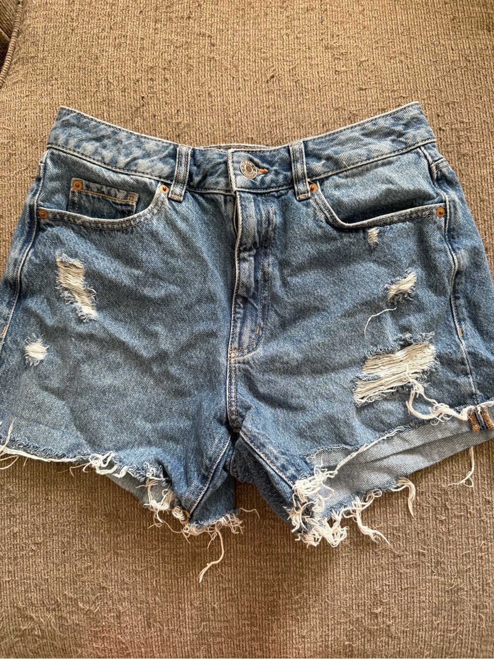 Garage Light Blue Distressed Denim Shorts